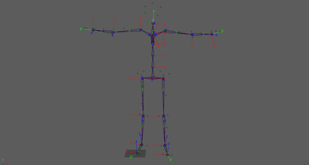 The axis configuration of the XINGYING human skeleton